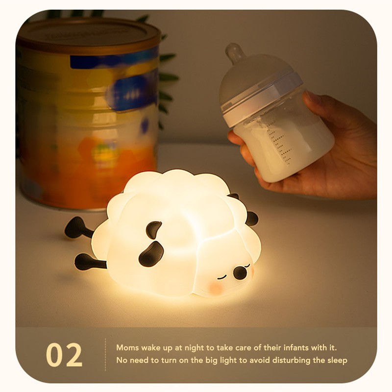 Night Lamp Cute Cartoon Sheep Modeling Three Speed Lighting Eye