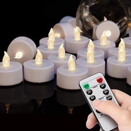 Boakboary LED Tea Lights with Remote Control: 24pcs Flickering Flameless Candles,Long Lasting 400+Hours,Battery Operated Electric Tealight for Home Decoration Seasonal&Festival Celebration(Warm White)