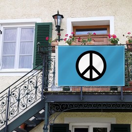3×5 FT Peace Symbol Flag,Large Peaceful No War Sign National Decor,Double Side Digital Printed 150D Polyester Banner With Canvas Header Brass Grommet