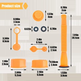HQRNYP Gas Can Spout Replacement, Gas Can Nozzle, Leak-Proof Spouts with Flexible Nozzles Screw Collar Caps Spout Cover Base Cap Drill Bit, Car Accessories Replacement Kit for 1/2/5/10 Gallon Cans