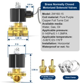 TAILONZ PNEUMATIC 1/2 Inch NPT AC220V Brass Electric Solenoid Valve 2W160-15 Normally Closed Water, Air, Diesel