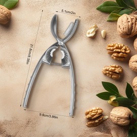 2-in-1 Nut Cracker Walnut, 8.58x3.86x2in Nutcracker Pecan Cracker Zinc Alloy Walnut Cracker Tool Chestnut Cutter Heavy Duty Nut Crackers for All Nuts (Silver)