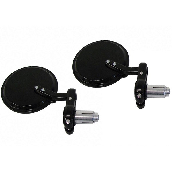 MotorToGo Black Round Billet Bar End Mirrors fit 7/8" handlebars