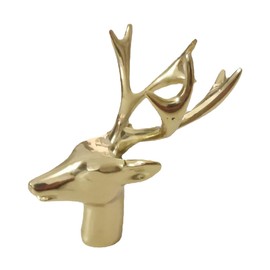 Ipetboom 1Pc Stylish Brass Deer Head Adornment Elegant Antler Desktop Decor for Living Room Bookshelf Photography Prop Symbol of Wealth