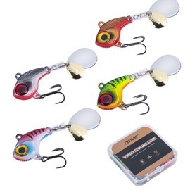 Goture Jig Head Blade Jigs Set of 4 Metal Jig Jigging Sea Bass Lure Flounder Set Spin Tail Blade with Hook Metal Vibration Blue Root Fish Mebar/Hydrangea Jig Head Aging, New Storage Box