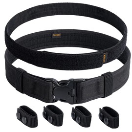 TACNEX Duty Belt w/Hook Lining 4 Keepers Police Law Enforcement Correctional Officer Security Black Nylon Outer Inner Belt L