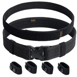 TACNEX Duty Belt w/Hook Lining 4 Keepers Police Law Enforcement Correctional Officer Security Black Nylon Outer Inner Belt L