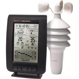 AcuRite 바람 센서가 있는 AcuRite 00634A3 무선 기상 관측소 검은색 AcuRite 00634A3 Wireless Weather Station with Wind Sensor, Black