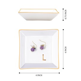Titanape Ceramic Trinket Dish, Decorative Jewelry Trinket Tray for Rings Earrings Necklaces Bracelet Watch Keys, Birthday Mother's Day Christmas Gift for Women, White(L)