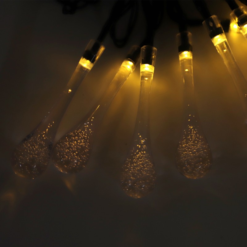 Solar Water Drop String Lights 21 Feet 30 LEDs Waterproof