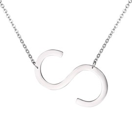 U7 Statement Sideways Initial Necklaces Women Men Stainless Steel Big Letter Script Name Pendant Large S Necklace