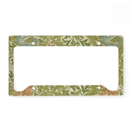 CafePress Willliam Morris Iris Pattern License Plate Holder Aluminum License Plate Frame, License Tag Holder