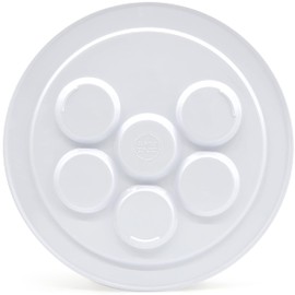 The Dreidel Company Passover Classic Silver Seder Plate, Melamine Silver Design Passover Seder Plates, Traditional Kaarah For Pesach 12" (Single)