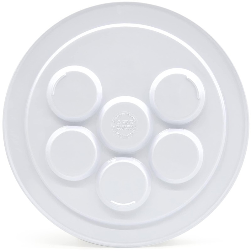 The Dreidel Company Passover Classic Silver Seder Plate, Melamine Silver