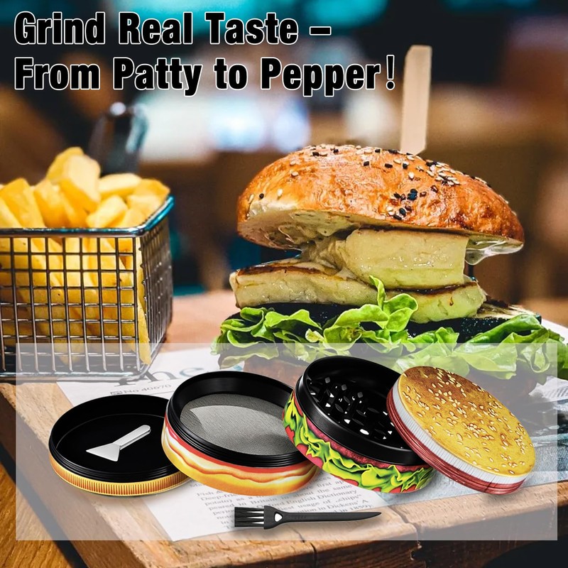 Spespo Herb Grinders, Large Spice Crusher 63mm, 4 Layers Metal