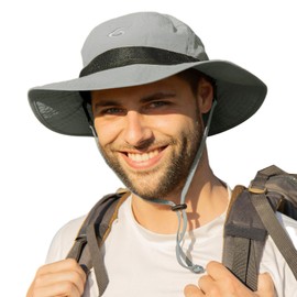 TOP-EX UPF 50 Sun Hat for Men Women with Wide Brim, Adjustable & Breathable for Outdoor Adventures, Hiking, Fishing, and Safari, Lightweight Packable Light Grey M/L