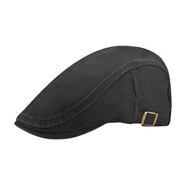 CHIC DIARY Men Flat Cap Ivy Gatsby Cabbie Hats Cotton Irish Hunting Hat Newsboy Adjustable Driving Hat for Women Black