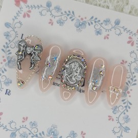 Cold light handmade nail tips - Square M / 차가운 빛 수제네일팁 - 스퀘어M