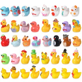 GSrenyu 40 Pcs Mini Ducks 40 Styles Tiny Resin Ducks Figurines