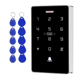 FTes RFKits IP68 Weatherproof NFC Dual Frequency Access Control System with 5 ID Keychains, 5 IC Keychains, Support 10,000 Users, Backlight, Touch Panel