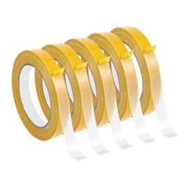 5 Rolls 0.59in Double Sided Tape for Clothes Heavy Duty, Rug Fabric Carpet Fashion Tape for Women Clothes, Hem Tape for Pants No Sew No Iron Stick Curtains, Headliner Adhesive Tapes Multipurpose