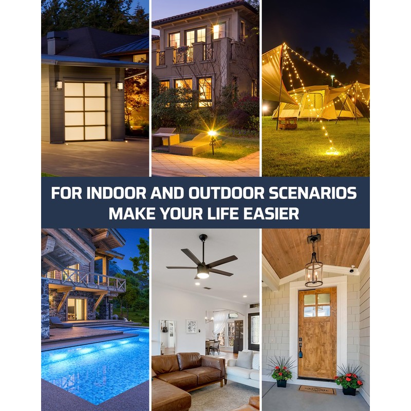 DEWENWILS Outdoor Indoor Wireless Light Switch and Receiver Kit, 15A/1800W,