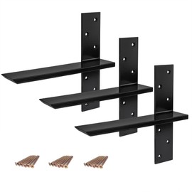 (3-Pack) Free Hanging T Shelf Bracket, Solid Heavy Duty Steel Knee Wall Hidden Granite Countertop Support Floating Bracket Hardware, Universal ,3 Count,12 Inch , DIY Projects , Screws Included