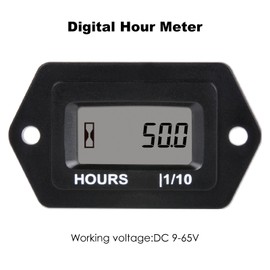 NInE-ROnG Digital LCD DC 9V to 65V Hour Meter with Blue Backlight,Waterproof,Data Storage,Use for Motorhome Lawn Mower Snowmobile Scrubber