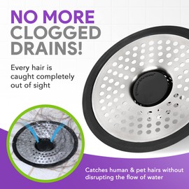 ShowerShroom SHSULT755 Ultra Revolutionary Shower Hair Catcher Drain Protector, No Size, Stainless