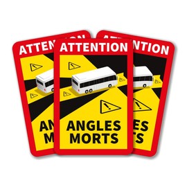 lepni.me 3 Pieces Bus Angles Morts Stickers for France | Extra Strong Adhesion and UV Protection | Attention Warning Sign | Vehicle Blind Spot Sticker (3PCS BUS)