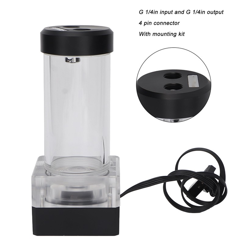 Water Cooling Reservoir 15cm 550L/H 10W 12V DC 3.5m Pump