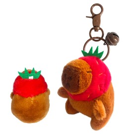 YOYBSPVN Capybara Plush Keychain Cute Gifts For Women Animal Lovers Girls Bag Charm Key Chains Handbags Backpacks Charms Accessories Strawberry Hat