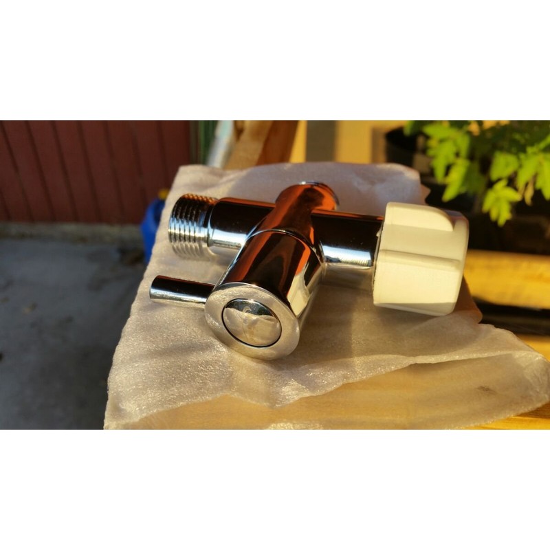 GenieBidet Hybrid LEAK-STOP Chromed Brass 3-Way T Adapter with ON/OFF.