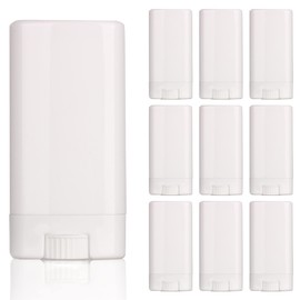 10 PCS plastic empty 15g / 0.5 oz travel size white oval shaped lip balm tube deodorant containers 15ml lipstick tube Twist up hair wax container