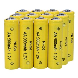 XFULL 12 Packs 1.2V AA Ni-Cd 900mAh Rechargable Batteries for Solar String Lights, Garden Yard Lawn Landscape Lighting Light
