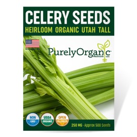 Organic Utah Tall Celery Seeds - USDA Organic, Non-GMO, Open Pollinated, Heirloom, USA Origin (1 Packet - 250 MG - Approx 500 Seeds)