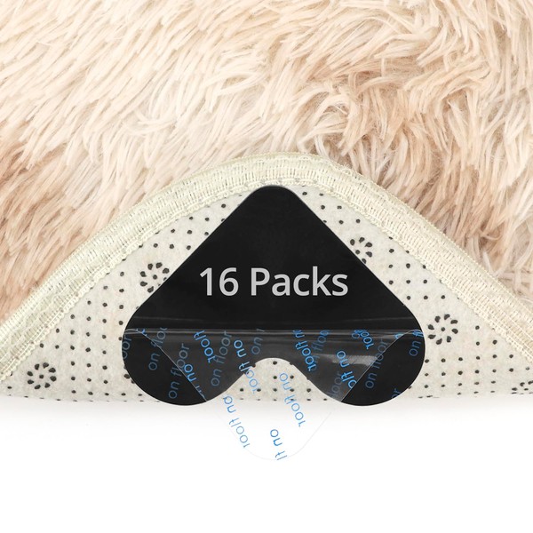QWORK® 16-Piece Reusable Rug Grippers 80x80mm - Non-Slip Washable Carpet