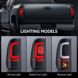 WonVon LED Tail Lights Compatible with 2008-2016 Ford F250 F350 F450 Super Duty, Clear Lens White C-Type Tube Rear Brake Lamps OE Replace FO2800208 FO2801208 Clearn Lens