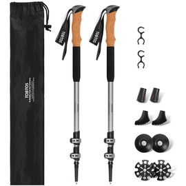 TOBTOS Trekking Poles, 2 Pack 7075 Aluminum Walking Sticks with Quick Lock, Lightweight Adjustable Hiking Sticks, Comfortable Cork Grips for Hiking, Walking & Camping