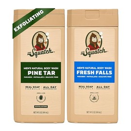 NUEVO gel de baño natural para hombres exfoliante y no exfoliante Pine Brea + Fresh Falls (14 oz, paquete de 2)