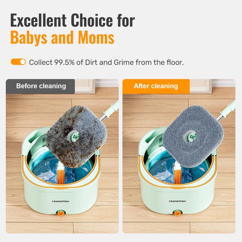 HoMettler Spin Mop and Bucket Set with Detachable Inner Mop