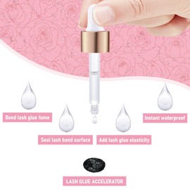 Lash Bonder for Eyelash Extensions Super Bonder Glue Accelerator with 10Pcs Cotton Swab Lash Extension Sealant Longer Retention Waterproof Oil-Proof Special Dropper Design for Dose Control(Rose,15ml)