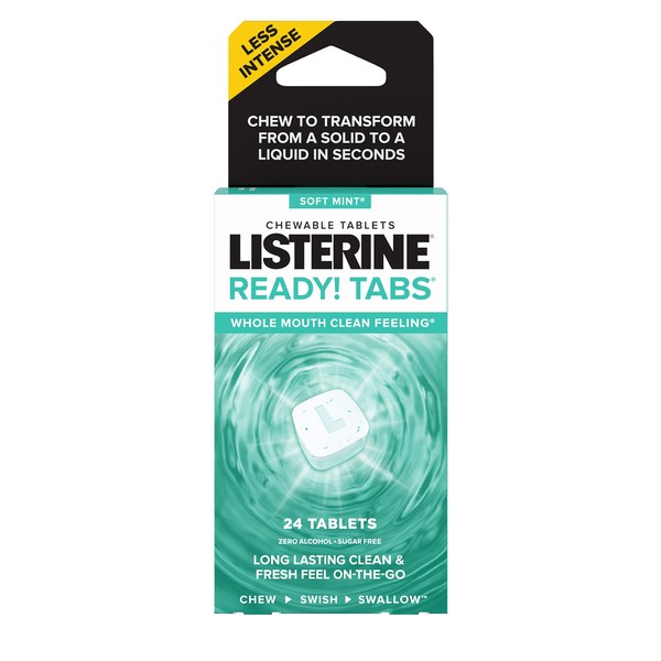 Listerine Ready! Tabs Chewable Tablets with Soft Mint Flavor, 24 Count