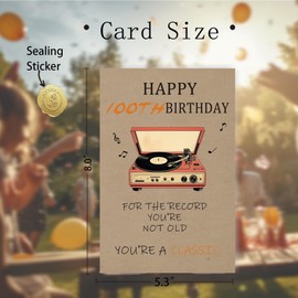 FSSDAS Funny 100th Birthday Card for Women Men, Happy 100th Birthday Decorations Gifts for Grandma Grandpa, Vintage 100 Years Old Bday Cards for Mom Dad