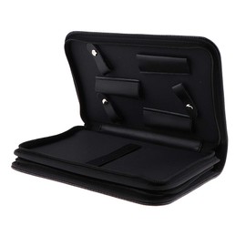 Oshhni Soft Leather Hair Scissor Shears Case Hairdressing Comb Pouch, Black