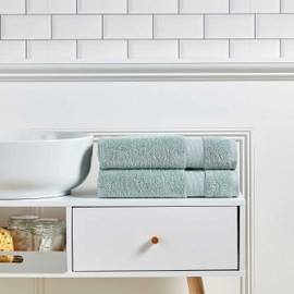 Christy Refresh Blue Bath Towels | Set of 2 | Quick Dry | Tonal and Stylish | Soft Plush Large Bathroom Towels | Absorbent Shower Towels | 100% Cotton 550GSM | Machine Washable | Duck Egg