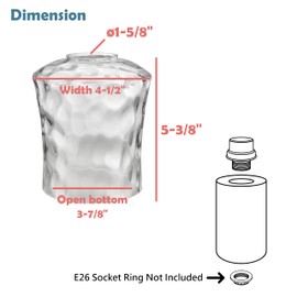 Aspen Creative 23530-63-3, Clear Hammered Glass Shade for Lighting Fixture/Vanity Light/Wall Light/Pendant, Size: 4-1/2" D x 5-3/8" H, 3 Pack