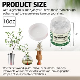 VIKOS Products Clear Removable Museum Exhibit Putty Wax 10oz, Museum & Gallery Quality Reusable Adhesive Gel, Non-Toxic, Residue-Free Museum-Grade Mounting Putty for Glass Ceramics