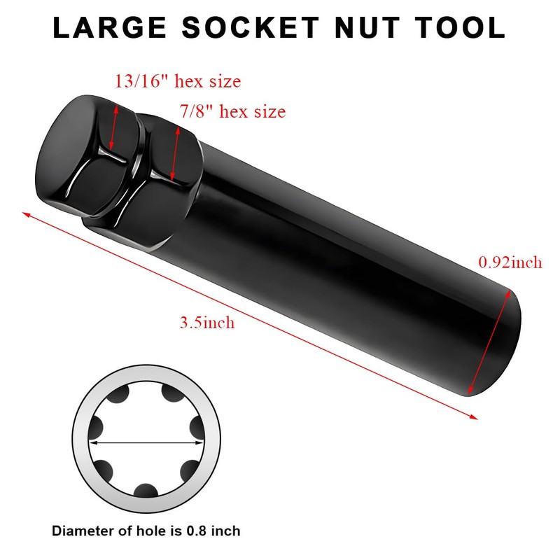 NYTKL 7 Spline Lug Nuts Key Tuner, 7-Point Wheel Lock
