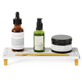 SpaceAid DryingNeat Sink Organizer, Instant Dry Sink Caddy Organizers, Kitchen Sponge Soap Holder Dispenser, Countertop Fast Drying Rack (Bamboo Feet, White)